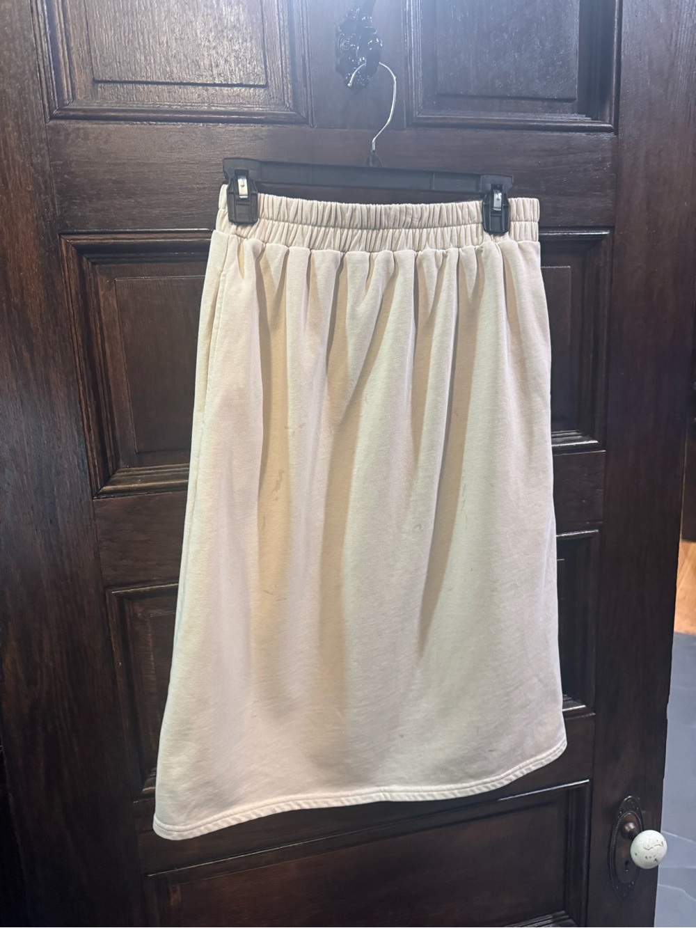 tea n rose Cream Elastic-Waist Midi Skirt